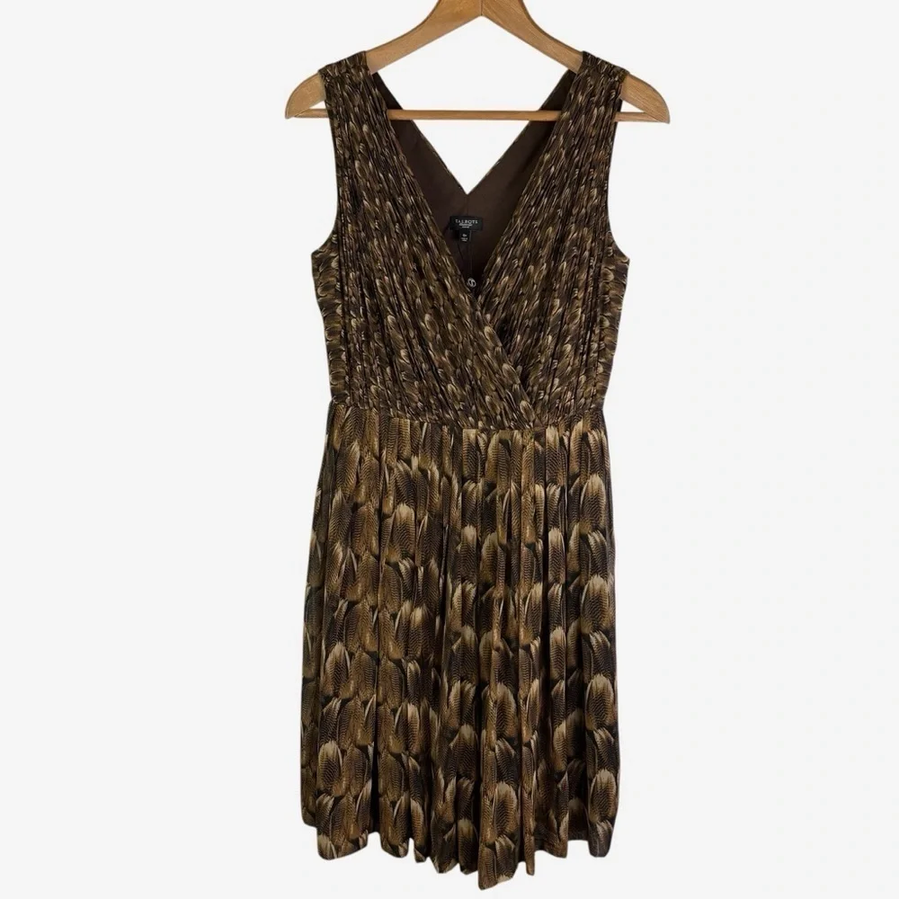 NWT Talbots Sleeveless V-Neck Dress Knee Length Size 8P Brown